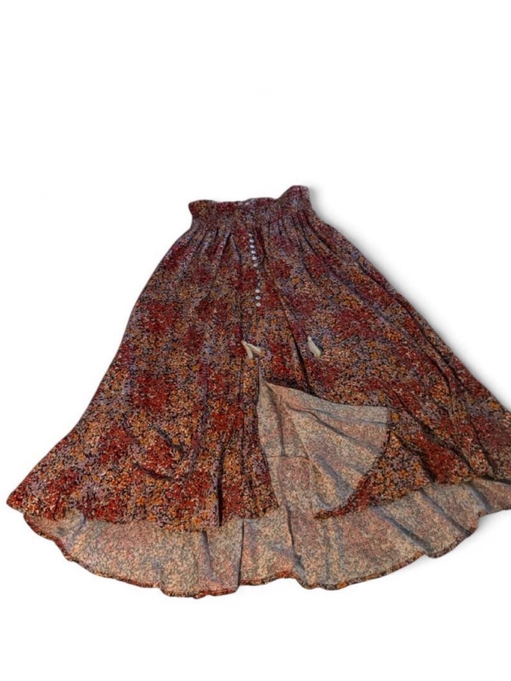 Cynthia Rowley Red Floral Button-Front Maxi Skirt - Picture 3 of 8
